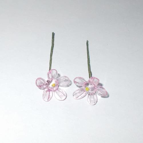 Kit créatif bijou fleurs en verre couleur rose 