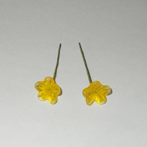 Kit créatif bijou fleurs en verre couleur jaune 