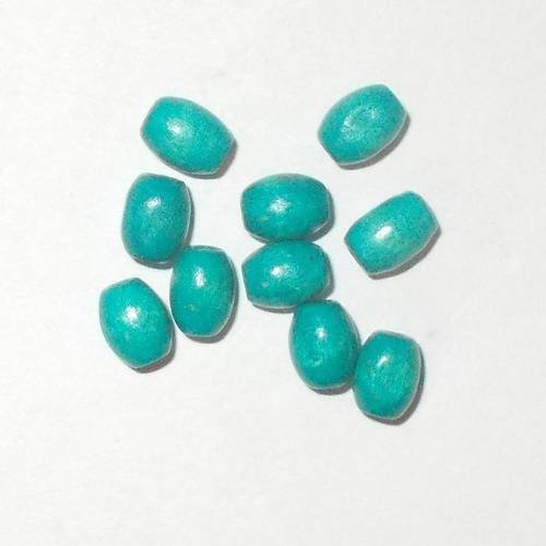 Perles en bois ovale couleur turquoise lot de 10