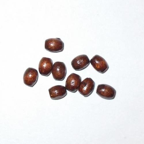 Perles en bois ovale couleur café lot de 10