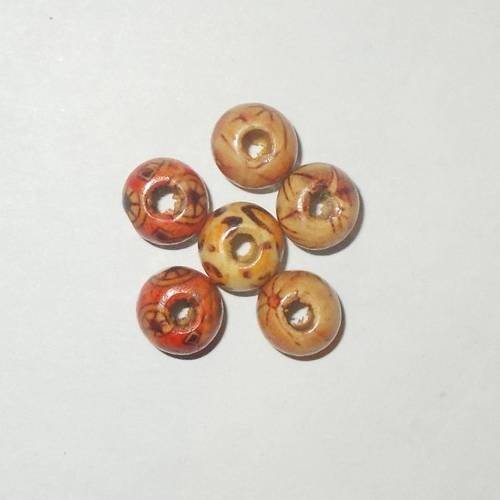 Perles en bois ronde couleur marron lot de 6