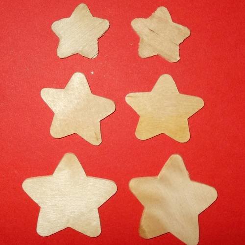 Spécial noël lot de 6 supports plats en bois en forme d'étoile 