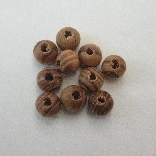 Perles en bois couleur marron lot de 10
