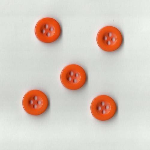 Boutons ronds couleur orange lot de 5