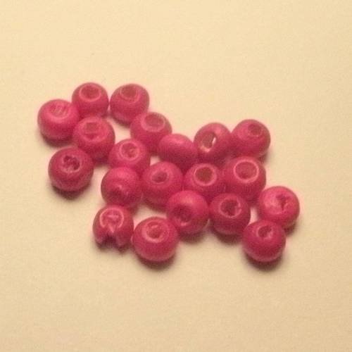 Perles en bois couleur rose x50