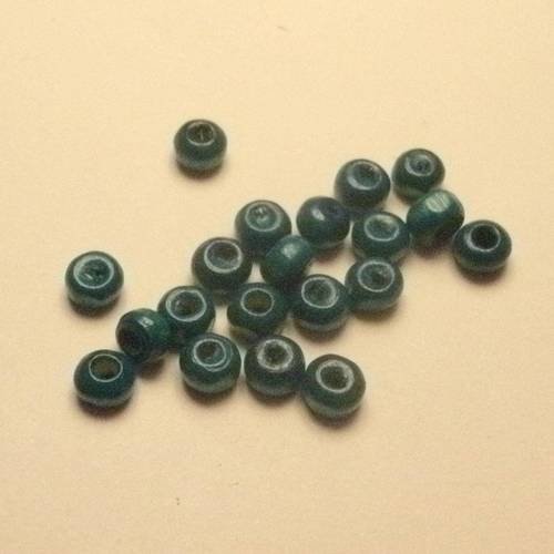 Perles en bois couleur verte bleue x50 