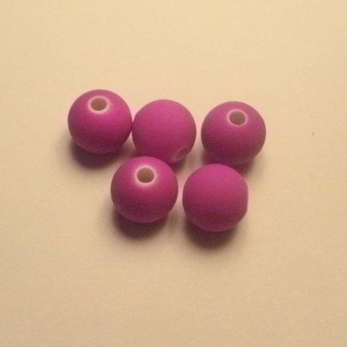 Perles acryliques couleur mauve lot de 5