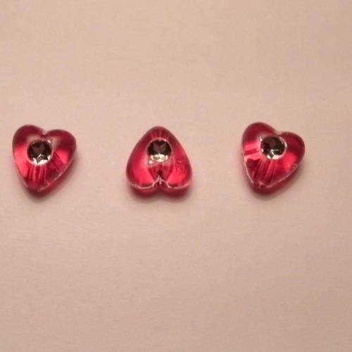 Perles acryliques coeur rouges lot de 3