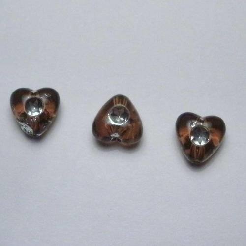 Perles acryliques coeur marron lot de 3