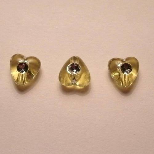 Perles acryliques coeur jaunes lot de 3