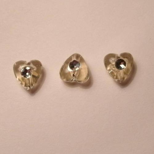 Perles acryliques coeur blanches lot de 3