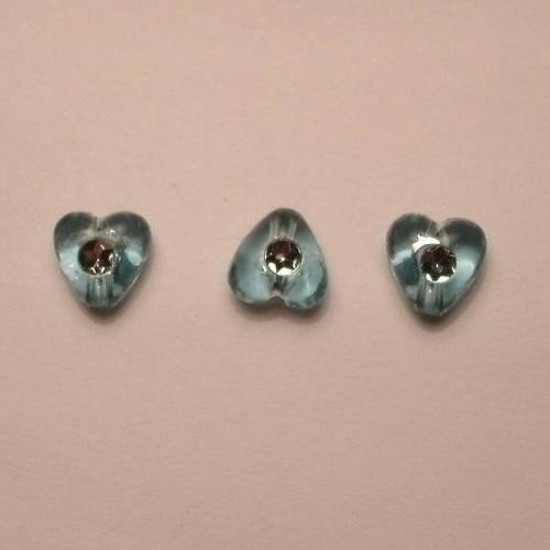 Perles acryliques coeur bleues lot de 3