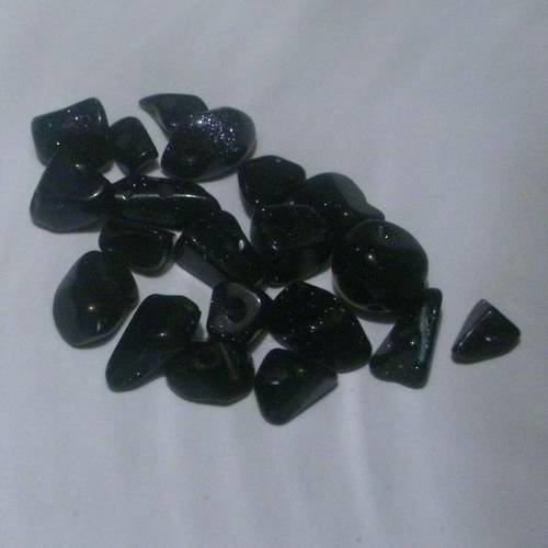 Perles pierres semi-précieuse bleues noires lot de 20