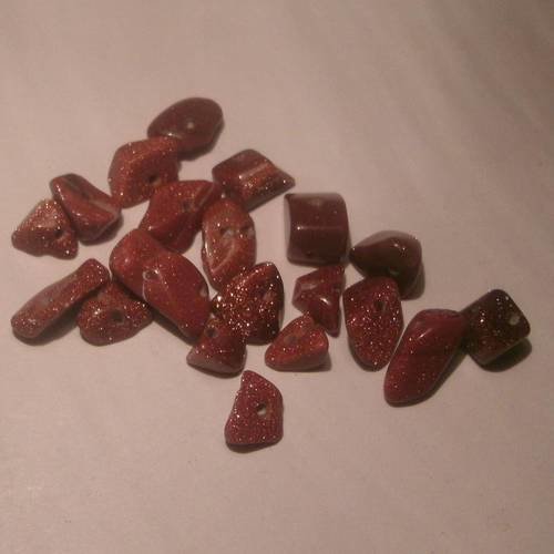 Perles pierres semi-précieuse marron lot de 20