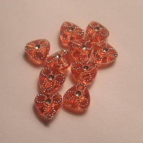 Perles acryliques triangle orange lot de 10