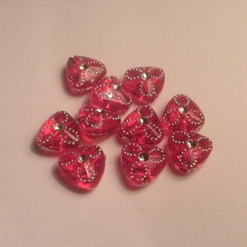 Perles acryliques triangle rouges lot de 10