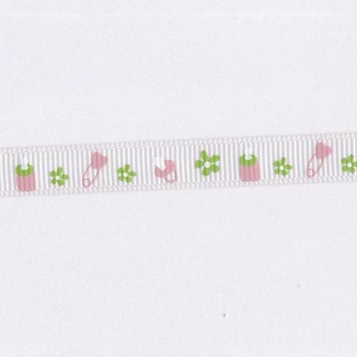 Ruban motif thème bébé rose 1 mètre 