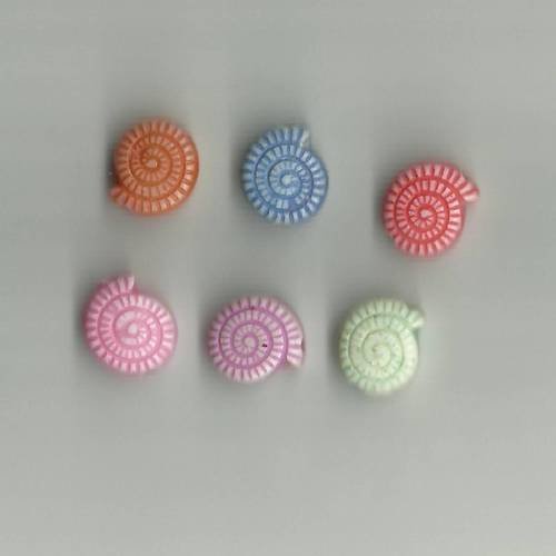 Perles forme coquillage couleurs mixtes lot de 6