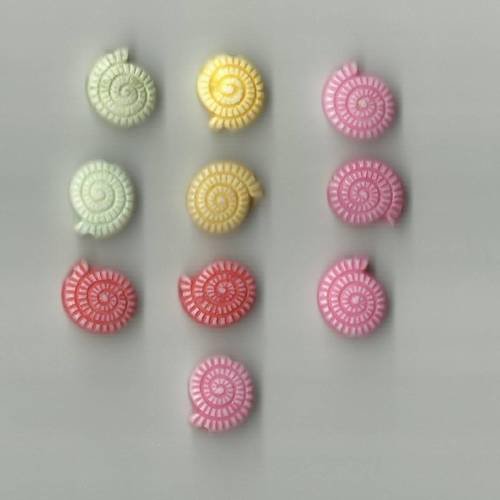 Perles forme coquillage couleurs mixtes lot de 10