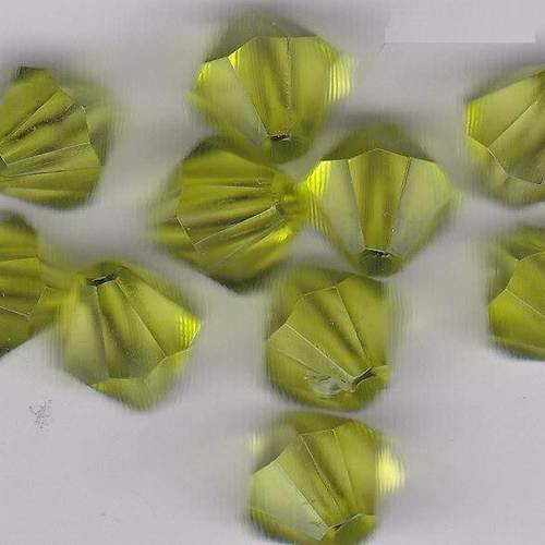 Perles translucides couleur jaune verte lot de 10