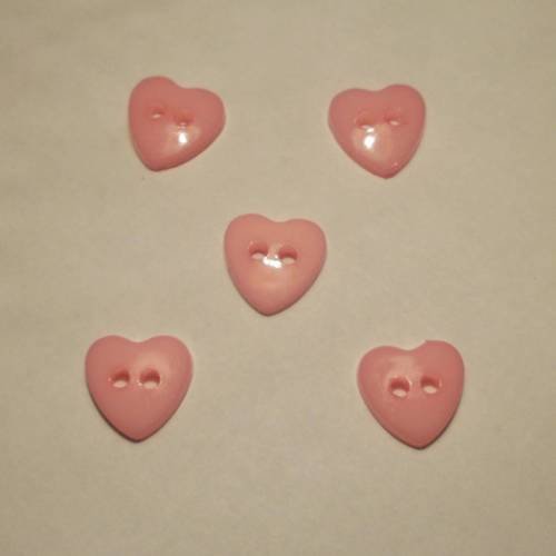 Boutons en forme de coeur roses lot de 5