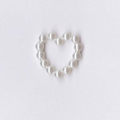 Coeurs avec perles blancs lot de 5