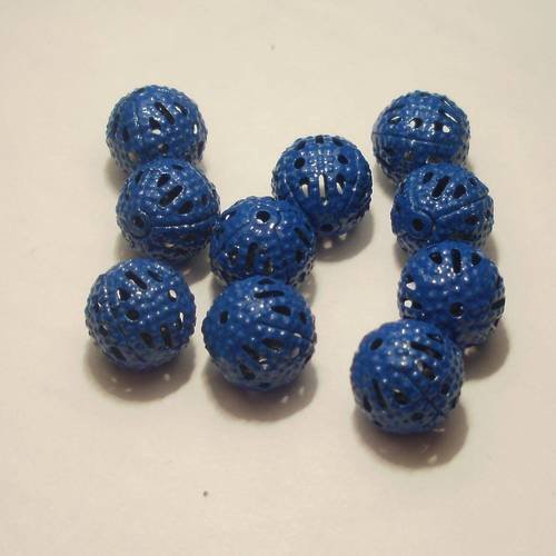 Perles métal couleur bleue lot de 10