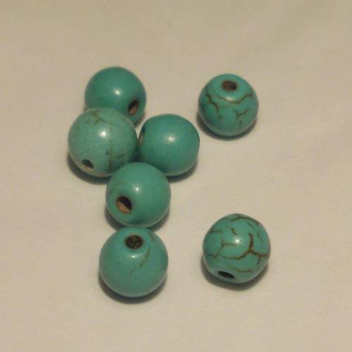 Perles couleur turquoise 6mm lot de 5