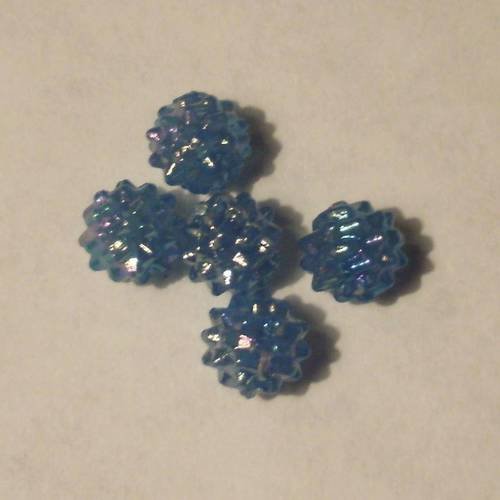 Perles acryliques couleur bleue lot de 5