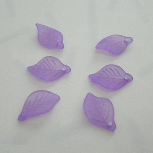 Perles en forme de feuille violettes lot de 6