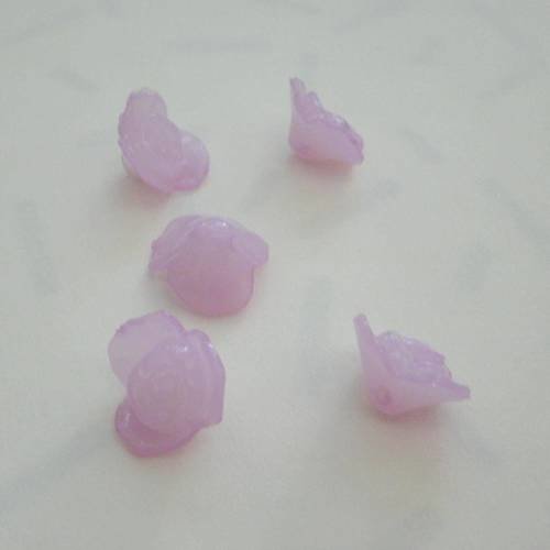 Perles en forme de rose violette lot de 5