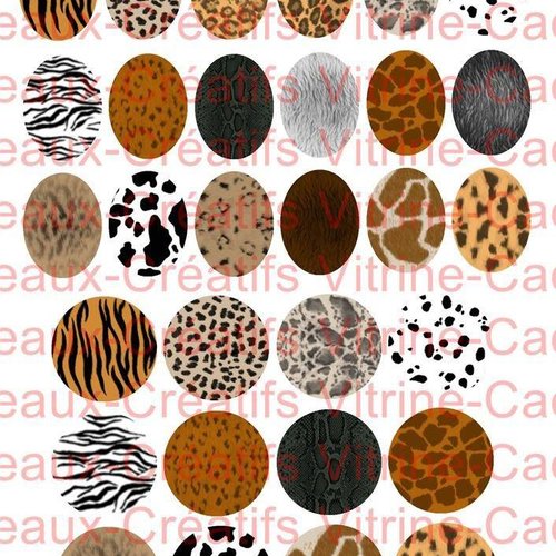 Images digitales pour cabochon pelages d'animaux x30