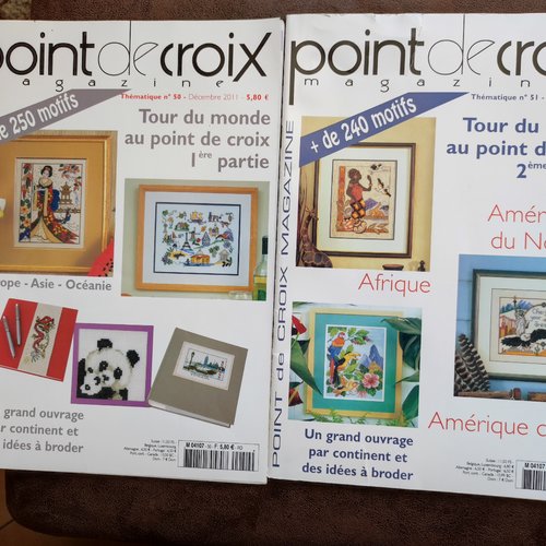 Lot point de croix magazine - thématique n°50 et 51- décembre 2011 et mars 2012