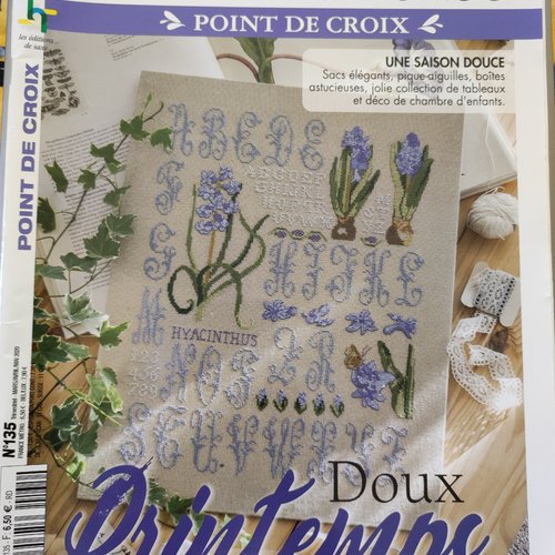 Magazine mains et merveilles - point de croix - trimestriel n°135 mars/avril/mai 2020