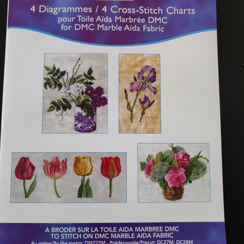 4 grilles point de croix pour toile aïda marbrée - dmc