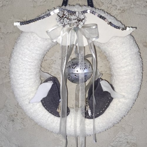 Couronne de porte "anges de noël"- fait main - produit fini