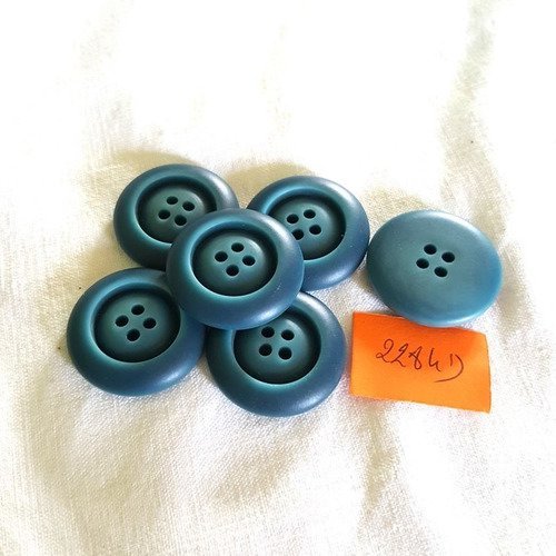 6 boutons résine bleu anciens - 27mm - 2284d