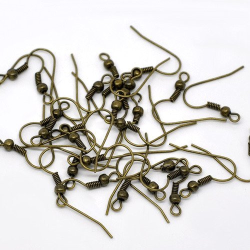 100 crochets de boucles d'oreilles couleur bronze