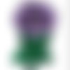 Thermocollant fleur violette et feuille verte - 76x47mm - applique a coudre