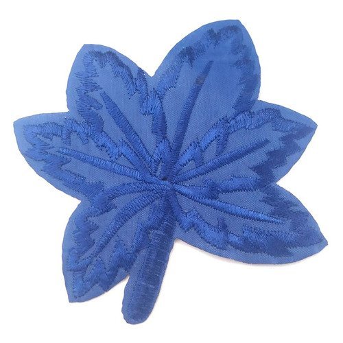 Thermocollant fleur d'érable bleu foncé - 11x10,4cm - applique a coudre
