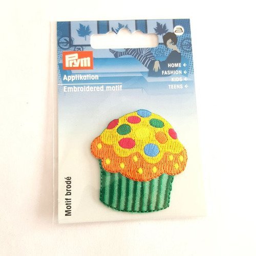 1 thermocollant cupcake vert - 43x46mm - applique a coudre 