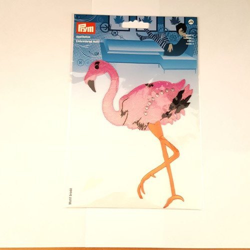 1 thermocollant flamant rose - 60x88mm - applique a coudre 