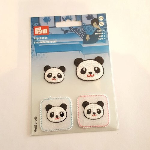 4 thermocollants thème les pandas blanc et noir - 25/35mm - applique a coudre 