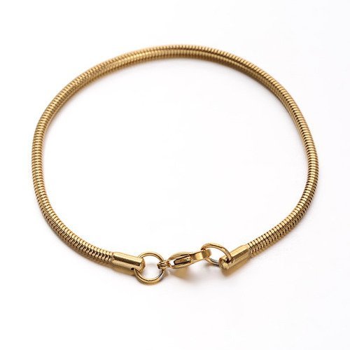 Support bracelet acier inoxydable doré - maille serpent