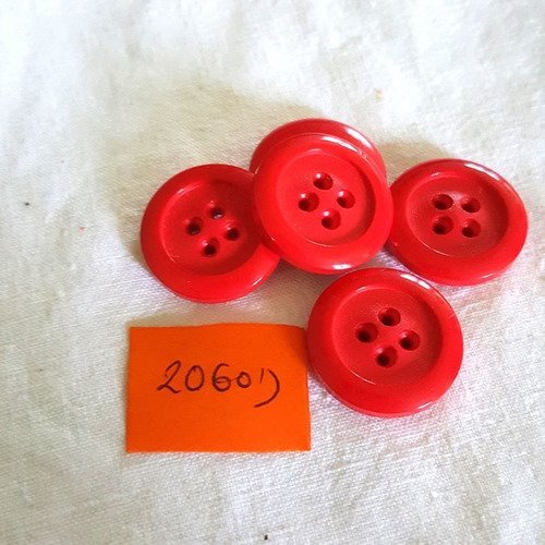 5 boutons résine rouge anciens - 22mm - 2060d