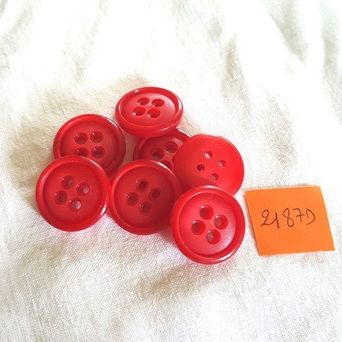 7 boutons résine rouge anciens - 22mm - 2187d