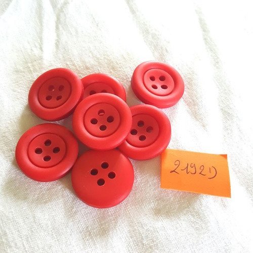 7 boutons résine rouge anciens - 23mm - 2192d