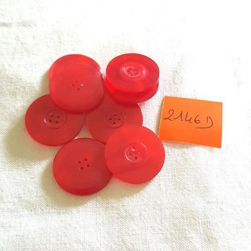 8 boutons résine rouge anciens - 22mm - 2146d
