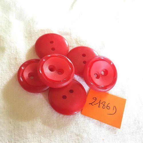 7 boutons résine rouge anciens - 22mm - 2186d