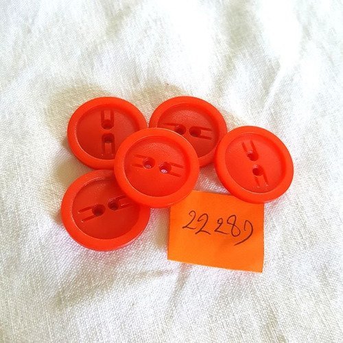 5 boutons résine rouge anciens - 23mm - 2228d